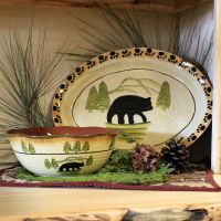 Black Bear Serving Bowl and Platter