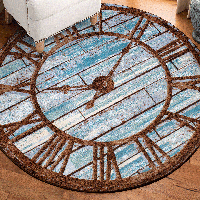 It's About Time Round Area Rug - Blue