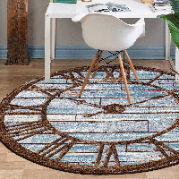 It's About Time Round Area Rug - Blue