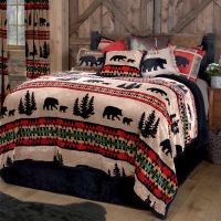 Bear Trails with Black Sherpa Plush Comforter Set