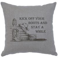 Kick Off Your Boots Image Decor Pillow - Gray Linen