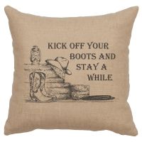 Kick Off Your Boots Image Decor Pillow - Natural Linen