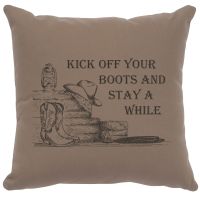 Kick Off Your Boots Image Decor Pillow - Taupe Cotton