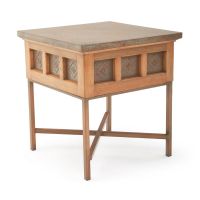 Leon Copper End Table - Verde Hammered Copper Top & Light Base