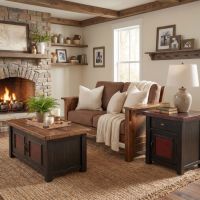 Rustic Barnwood Loveseat: Some lifestyle images are created with AI for visualization purposes. Crafted from natural solid wood, each piece is unique and will vary.
