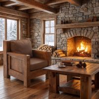 Rustic Barnwood Lounge Chair: Some lifestyle images are created with AI for visualization purposes. Crafted from natural solid wood, each piece is unique and will vary.