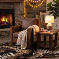 Rustic Barnwood Lounge Chair: Some lifestyle images are created with AI for visualization purposes. Crafted from natural solid wood, each piece is unique and will vary.