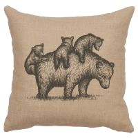 Mama Bear Image Decor Pillow - Natural Linen