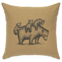 Mama Bear Image Decor Pillow - Straw Linen