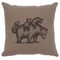 Mama Bear Image Decor Pillow - Taupe Cotton