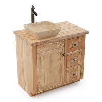 CUSTOM - Maple Meadows Rustic Bathroom Vanity - Live Edge Natural Maple Top- 36" Sink Center w/ Custom Drawers (Standard 36" & 42" Sink Center vanities come w/ no working drawers)