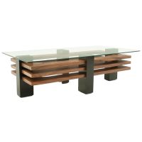 Modern Art Deco Ebony Mahogany & Golden Walnut Coffee Table Base