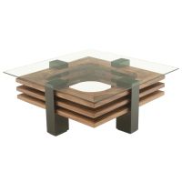 Modern Art Deco Ebony Mahogany & Golden Walnut Coffee Table Base