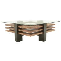 Modern Art Deco Ebony Mahogany & Golden Walnut Coffee Table Base