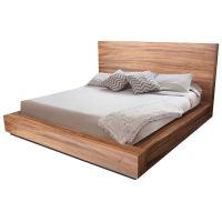 Modern Chic Golden Walnut Platform Bed - No Accents