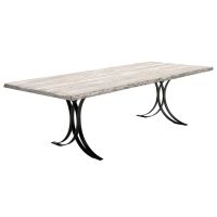 CUSTOM FINISH - Modern Wrought Iron & Live Edge Wood Dining Table - Live Edge Blasted Oak Tabletop - CUSTOM Urban Graphite Tabletop Finish