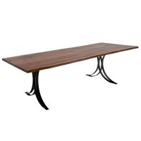 CUSTOM FINISH - Modern Wrought Iron & Live Edge Wood Dining Table - Live Edge Black Walnut Tabletop - CUSTOM Provincial Tabletop Finish