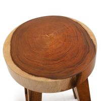 Modern Golden Walnut Round Bar Stool Seat