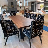 Modern Double Arch Natural Wood Dining Table - Live Edge Black Walnut Table Top - Natural Clear Finish