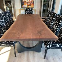 Modern Double Arch Natural Wood Dining Table