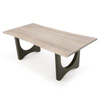 CUSTOM FINISH - Modern Double Arch Natural Wood Dining Table - Live Edge Black Walnut Table Top - CUSTOM Bleached Finish