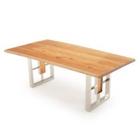 Modern Rustic Window Live Edge Writing Desk - Cherry Desk Top - Silver Steel Base