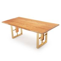 Modern Rustic Window Live Edge Writing Desk - Cherry Desk Top - Gold Steel Base
