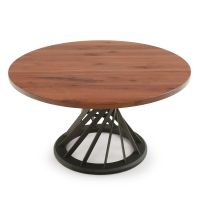 Flat Edge Black Walnut Table Top in Natural Clear Finish with an Ebony Steel Base