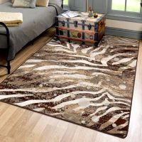 Modern Zebra Rug - Silver Splash