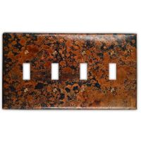 Mottled 4 Toggle Copper Switch Plate