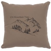 Mountain Time Image Decor Pillow - Taupe Cotton