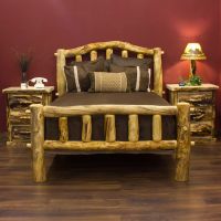 Aspen Mountain Snowload I Bed--Clear finish, Standard logs, Standard 5-6" corner log posts