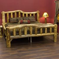 Aspen Mountain Snowload II King Bed--Clear finish, Standard logs, 5-6" corner log posts