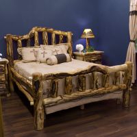 Aspen Mountain Snowload II Queen Bed--Clear finish, Extra Gnarly logs, 5-6" corner log posts