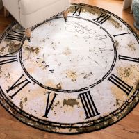 New York Clock Round Area Rug - Distressed