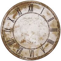 New York Clock Round Area Rug - Distressed