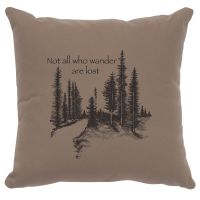 Not All Who Wander Image Decor Pillow - Taupe Cotton