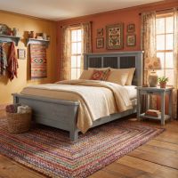 Cottage Nightstand: Some lifestyle images are created with AI for visualization purposes. Crafted from natural solid wood, each piece is unique and will vary.