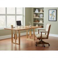 Contemporary Desk: Some lifestyle images are created with AI for visualization purposes. Crafted from natural solid wood, each piece is unique and will vary.