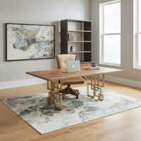 Contemporary Desk: Some lifestyle images are created with AI for visualization purposes. Crafted from natural solid wood, each piece is unique and will vary.