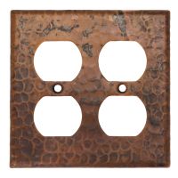 Oil Rubbed Bronze Hammered Copper Double Outlet Wall Plate Cover