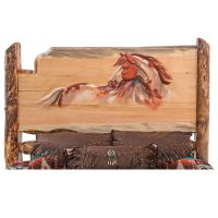 Paint Horse Carved Aspen Log Headboard