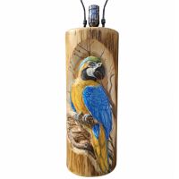 Hand Carved Parrot in Tree Log Table Lamp
