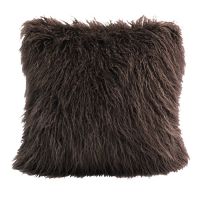 Mongolian chocolate faux fur throw pillow