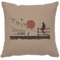 Ranch Welcome Image Decor Pillow - Alabaster Cotton