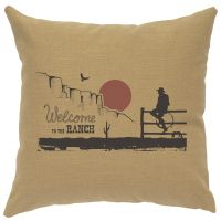 Ranch Welcome Image Decor Pillow - Straw Linen
