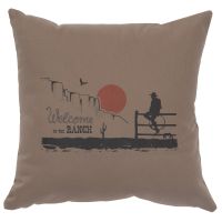Ranch Welcome Image Decor Pillow - Taupe Cotton