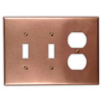 Raw Copper 2 Toggle 1 Outlet Copper Switch Plate