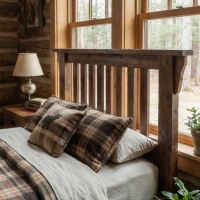 Barn Wood Headboard: Some lifestyle images are created with AI for visualization purposes. Crafted from natural solid wood, each piece is unique and will vary.