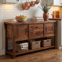 Barnwood Sideboard: Some lifestyle images are created with AI for visualization purposes. Crafted from natural solid wood, each piece is unique and will vary.